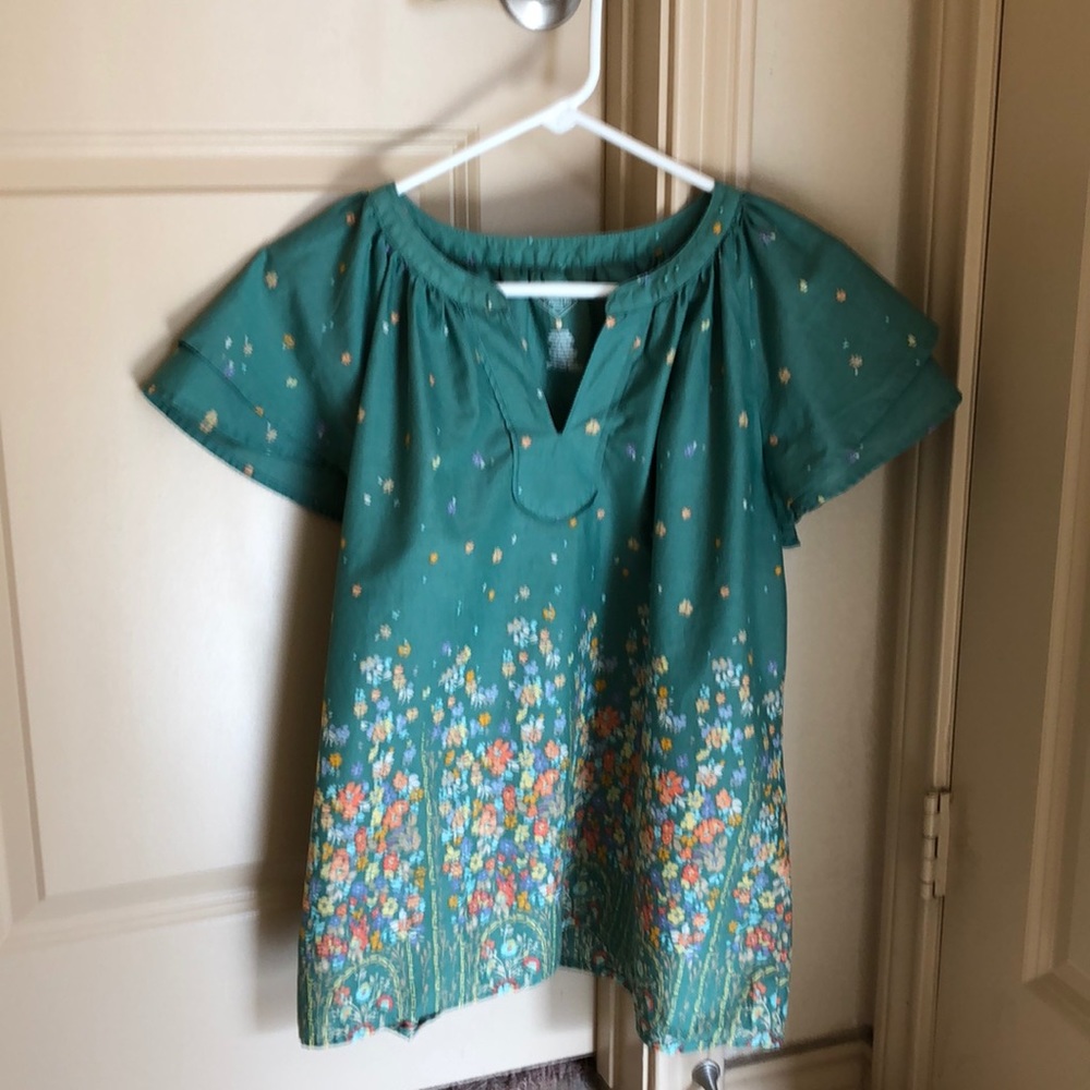 Green St. John’s Bay Peasant Floral Top